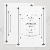 Invitation Mariage moderne élégant noir & blanc (Devant / Derrière)