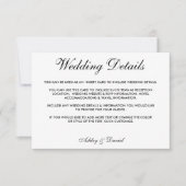 Invitation Mariage moderne élégant noir & blanc Détails S (Devant)