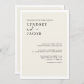 Invitation Mariage moderne élégant noir et crème (Devant / Derrière)