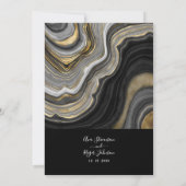 Invitation Mariage moderne élégant noir et or (Dos)