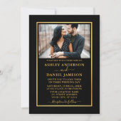 Invitation Mariage moderne élégant noir et or (Devant)