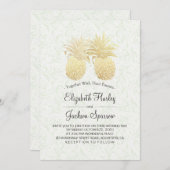 Invitation Mariage moderne Élégant Or Huile d'ananas Couple (Devant / Derrière)