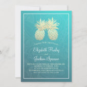 Invitation Mariage moderne Élégant Or Huile d'ananas Couple (Devant)