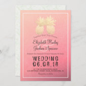 Invitation Mariage moderne Élégant Or Huile d'ananas Couple (Devant / Derrière)