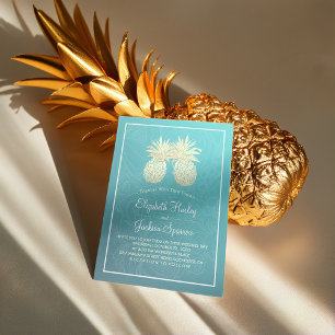 Invitation Mariage moderne Élégant Or Huile d'ananas Couple