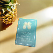 Invitation Mariage moderne Élégant Or Huile d'ananas Couple