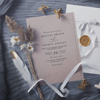 Invitation Mariage Moderne Élégant Orné avec Embossage Vintag