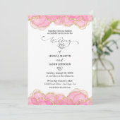 Invitation Mariage moderne élégant rose et or (Debout devant)