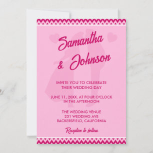 Invitation Mariage Moderne Élégant Rose Pâle à Rayures Chevro