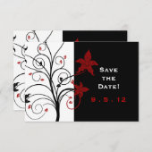 Invitation Mariage moderne élégant rouge et noir Enregistrer  (Devant / Derrière)