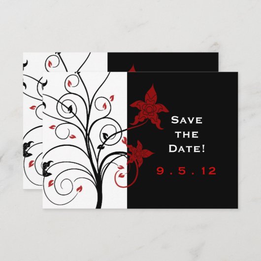 Invitation Mariage moderne élégant rouge et noir Enregistrer  (Devant / Derrière)