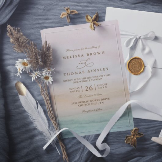 Invitation Mariage Moderne Élégant Rustique au Coucher de Sol