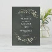 Invitation Mariage Moderne Élégant Rustique avec Feuillage Cr (Debout devant)