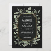 Invitation Mariage Moderne Élégant Rustique avec Verdure d'Eu (Devant)