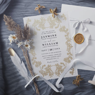 Invitation Mariage Moderne Élégant Rustique Broderie Anglaise