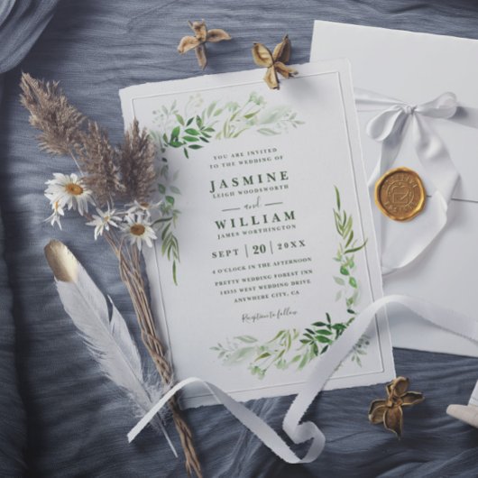 Invitation Mariage Moderne Élégant Rustique Eucalyptus Verdur