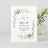 Invitation Mariage Moderne Élégant Rustique Eucalyptus Verdur (Debout devant)