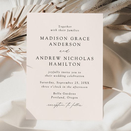 Invitation Mariage moderne élégant Script Cream