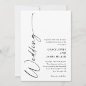 Invitation Mariage Moderne Élégant Script Noir et Blanc (Devant)