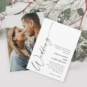 Invitation Mariage Moderne Élégant Script Noir et Blanc