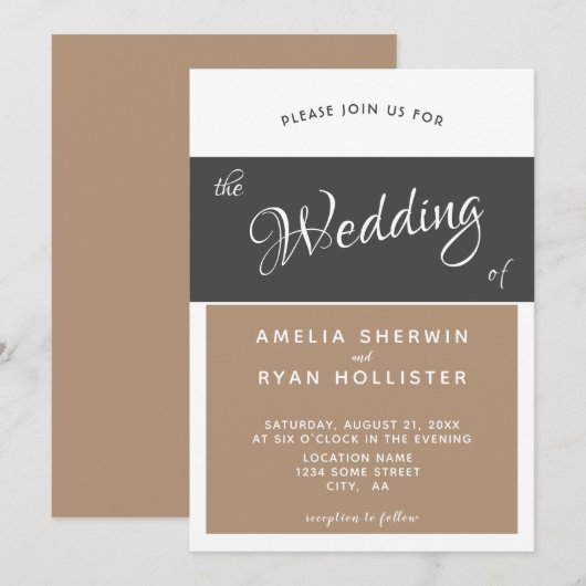 Invitation Mariage Moderne Élégant Simple Script (Devant / Derrière)