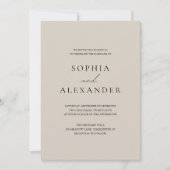 Invitation Mariage moderne élégant Taupe & Noir (Devant)