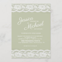 Mariage Moderne Élégant Vert Sauge Blanc Dentelle