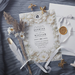 Invitation Mariage Moderne Élégant Vintage Relief Orné