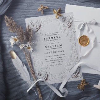 Invitation Mariage Moderne Élégant Vintage Relief Orné