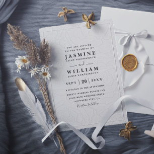 Invitation Mariage Moderne Élégant Vintage Relief Orné
