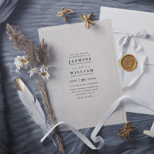 Invitation Mariage Moderne Élégant Vintage Relief Orné