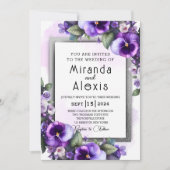 Invitation Mariage moderne, élégant violet et argent violet (Devant)