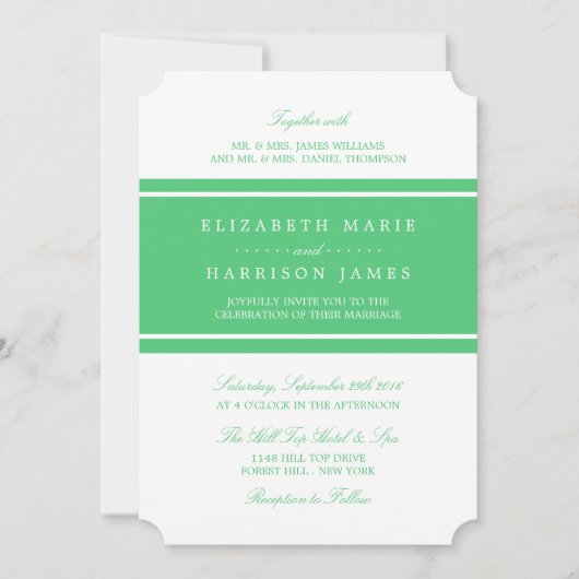 Invitation Mariage moderne Emerald Green (Devant)