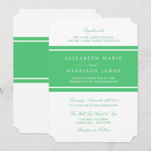 Invitation Mariage moderne Emerald Green (Devant / Derrière)