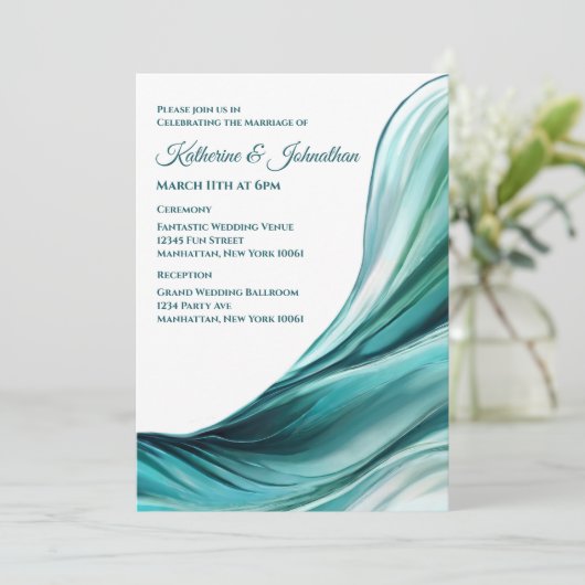 Invitation Mariage moderne - Emerald Green- (Debout devant)