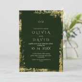 Invitation Mariage moderne Emerald Green Gold (Debout devant)