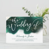 Invitation Mariage moderne Emerald Green Gold (Debout devant)