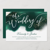 Invitation Mariage moderne Emerald Green Gold (Devant / Derrière)