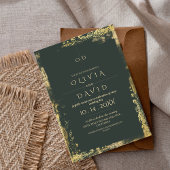 Invitation Mariage moderne Emerald Green Gold