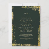 Invitation Mariage moderne Emerald Green Gold (Devant)