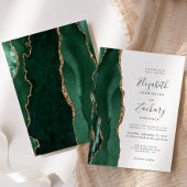 Invitation Mariage moderne Emerald Green Gold Agate