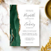 Invitation Mariage moderne Emerald Green Gold Agate