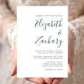 Invitation Mariage moderne Emerald Green Script