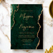 Invitation Mariage Moderne Émeraude Vert Agate Script