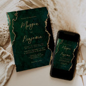 Invitation Mariage Moderne Émeraude Vert Agate Script