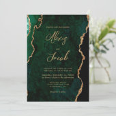 Invitation Mariage Moderne Émeraude Vert Agate Script (Debout devant)