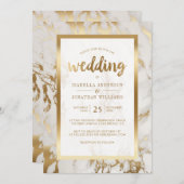 Invitation Mariage moderne en bronze et marbre (Devant / Derrière)
