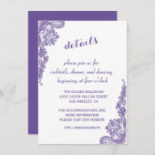 Invitation Mariage moderne en dentelle ultra violet Détails R (Devant / Derrière)