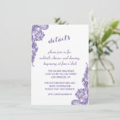 Invitation Mariage moderne en dentelle ultra violet Détails R (Debout devant)