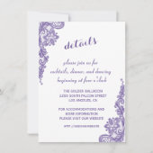 Invitation Mariage moderne en dentelle ultra violet Détails R (Devant)